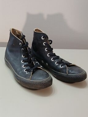 Converse Black Leather High Top Sneakers